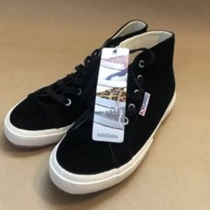 Black Velvet Superga high top size 5 sneakers tennis shoes NWT